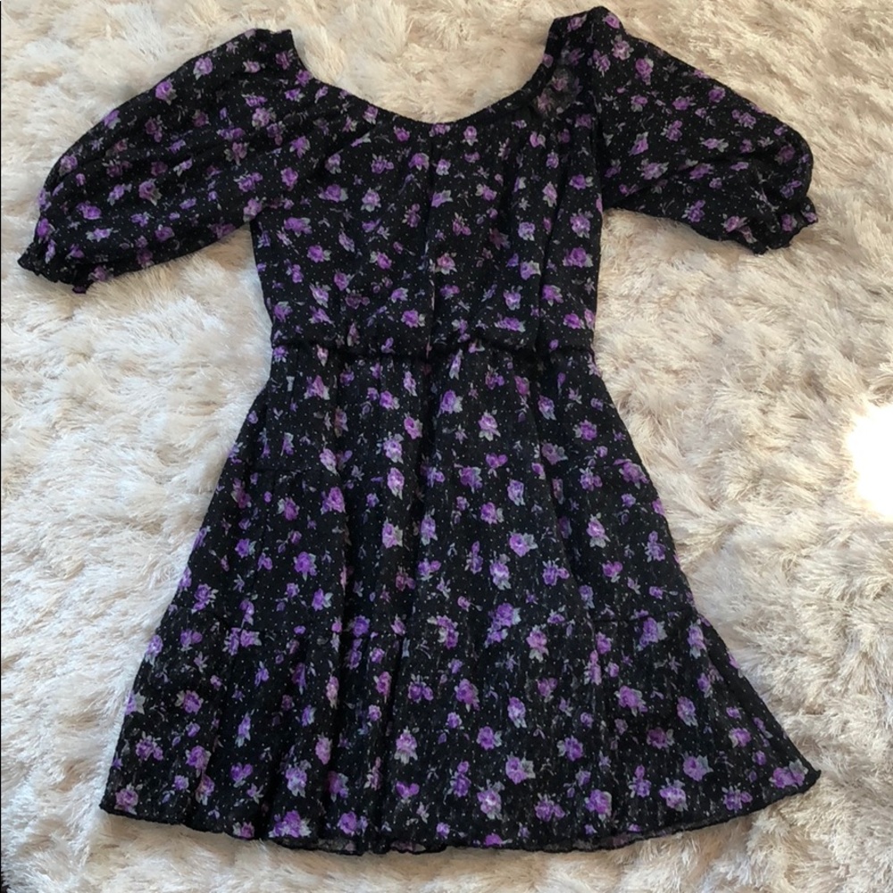 Black and purple floral dress